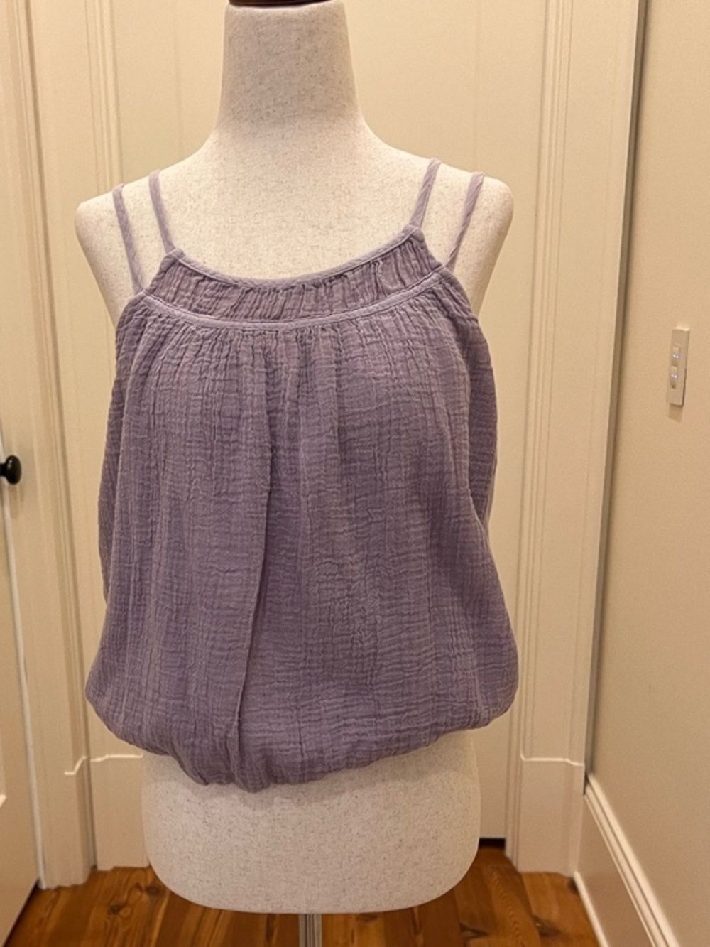 Stark XS Bubble Top Gauze/Cotton Mixed Media Relaxed Lightweight Top